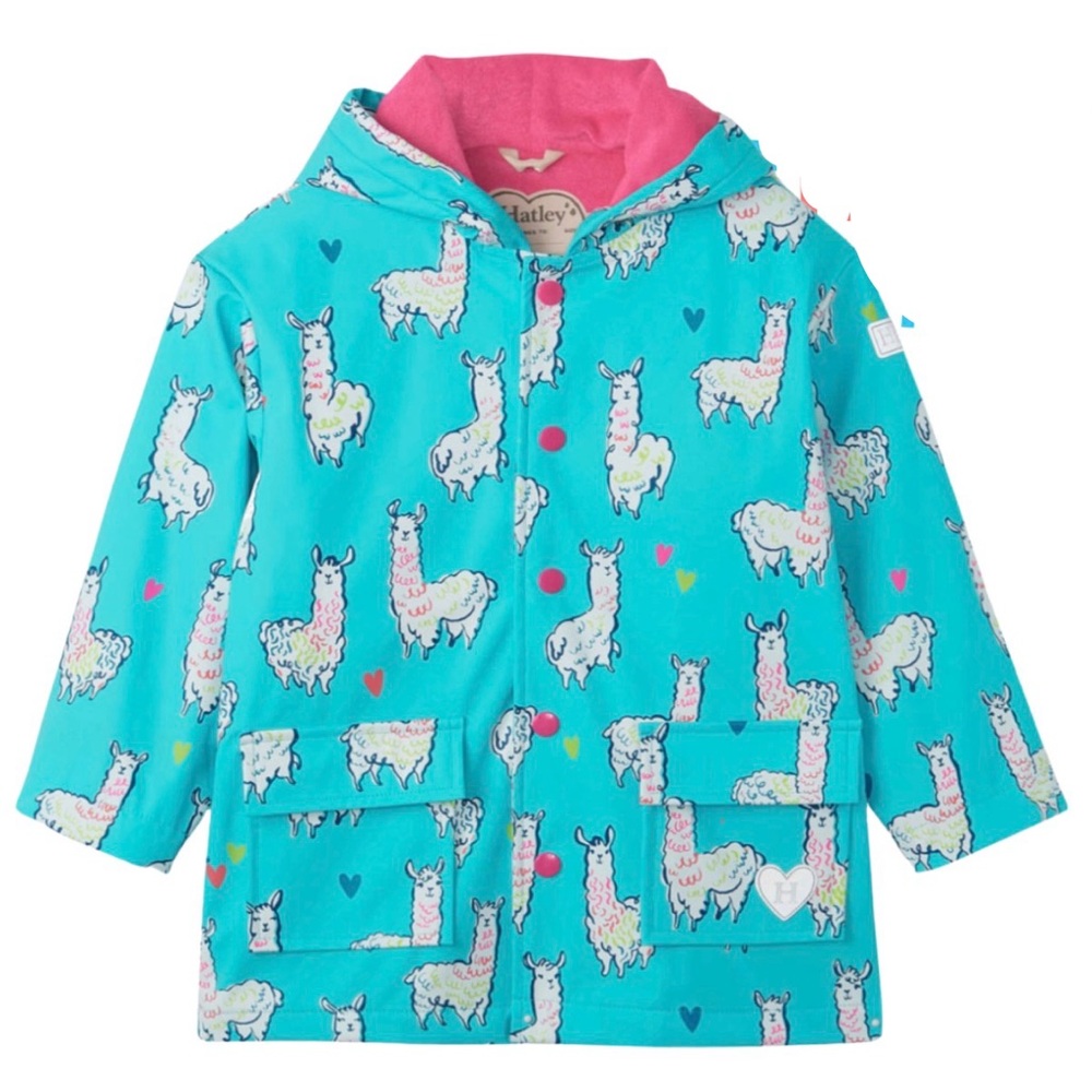 Hatley Blue Llama Print Raincoat